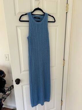 Vero Moda Sky Blue Sleeveless Cable-Knit Maxi Dress
